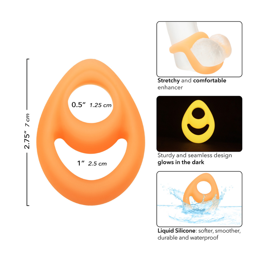 Alpha RIngs Glow-In-The-Dark Liquid Silicone Teardrop Ring - Orange