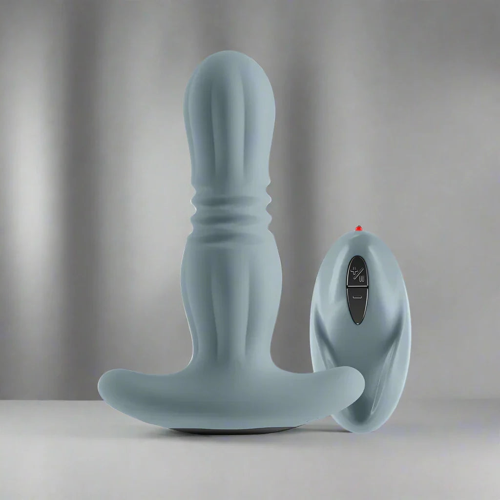 Renegade Gemini Thrusting Anal Plug with Remote - Gray Renegade Gemini Thrusting Anal Plug with Remote - Gray