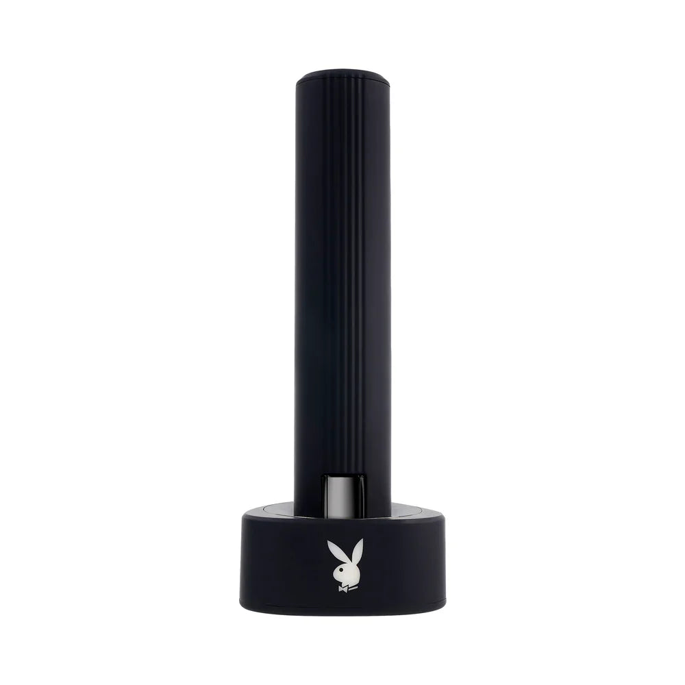 Rechargeable Playboy Pleasure Zone Thrusting Vibrator in sleek protective case with diamond-pattern design.