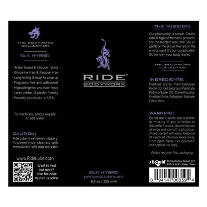 Ride Bodyworx Silk Hybrid Lubricant - sexlube.com