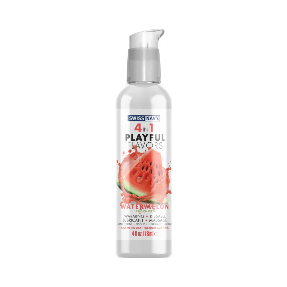 Swiss Navy 4 in 1 Playful Flavors - Warming Kissable Massage Lubricant - 4oz (118 mL) - 7 Flavors Available!