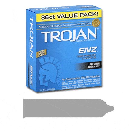 Trojan-ENZ Lubricated 36 Pk- Giant Box - sexlube.com