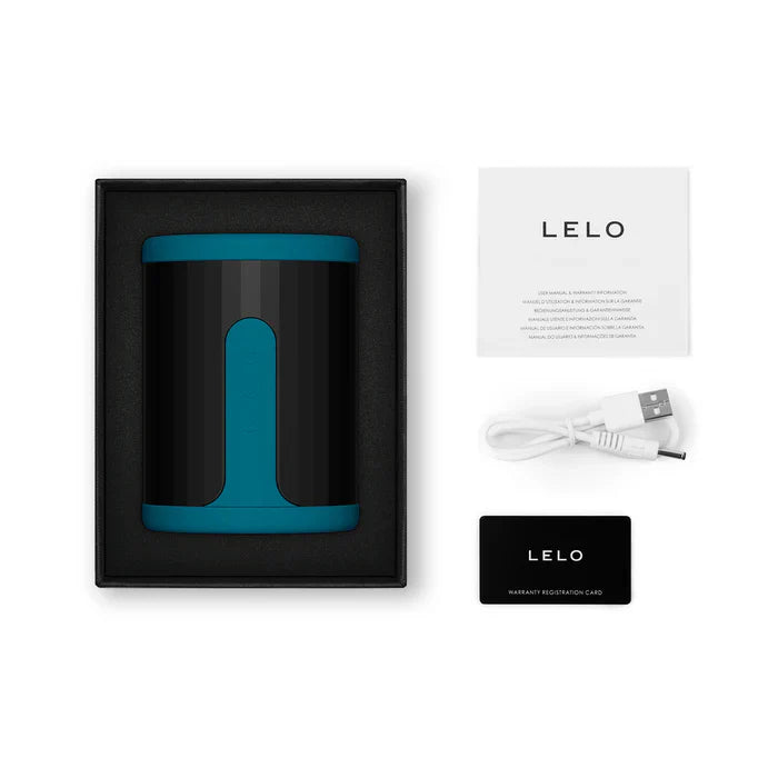 LELO F2 Massager & Stroker - Teal - w/Free LELO F1L H2o Advanced Performance Moisturizer 3.3oz