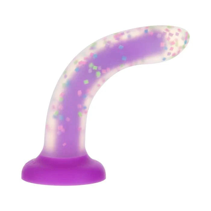 Rave by Addiction – Glow in the Dark Dildo – Purple Confetti 8"