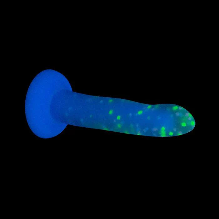 Rave by Addiction – Glow in the Dark Dildo – Purple Confetti 8"