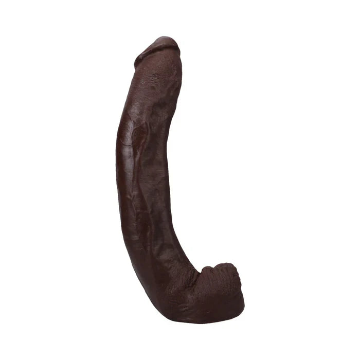 Dredd ULTRASKYN Cock in chocolate color with realistic texture and removable Vac-U-Lock suction cup, 13.5 inches.