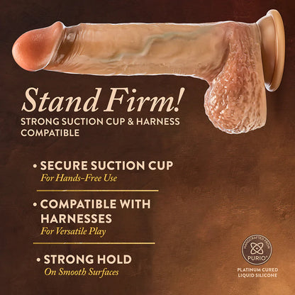 Renaissance Raphael Sliding Foreskin Dildo with Squeezable Balls 9.5 in. Tan