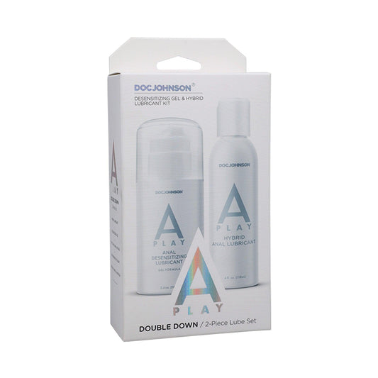 A-Play Double down 2-Piece Lube Set (Desenitizing Gel 3.4 oz & Hybrid Lubricant 4 oz) - sexlube.com