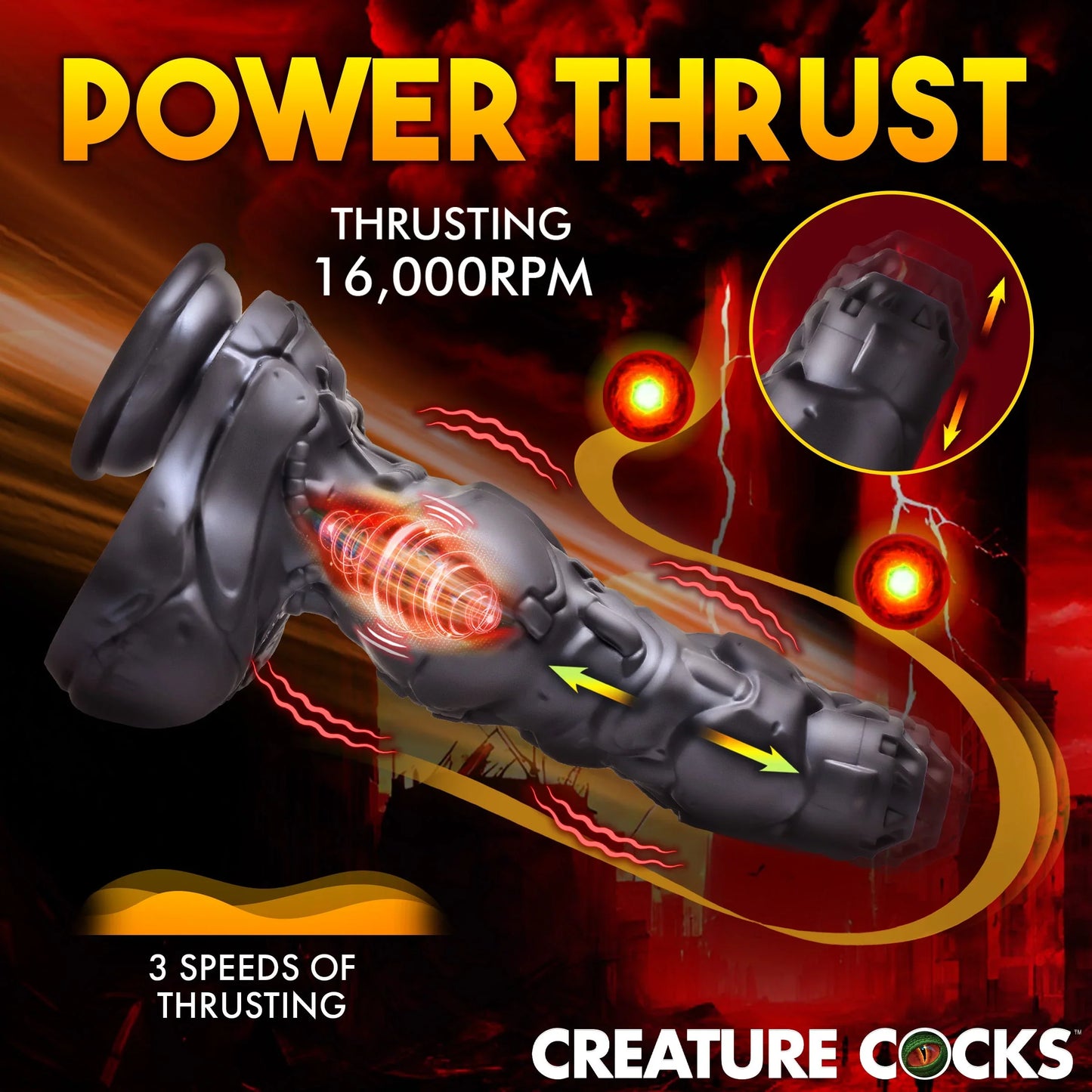 Creature Cocks Cyborg Rechargeable Thrusting Silicone Dildo W/Remote