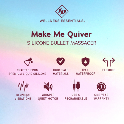 ID Wellness Essentials - Make Me Quiver Silicone Bullet Massager - Blue