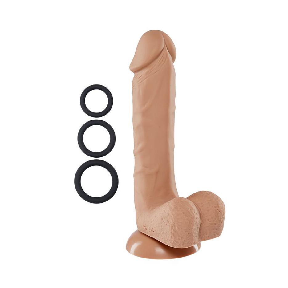PRO SENSUAL PREMIUM 8" SILICONE DONG W/ 3 C-RINGS