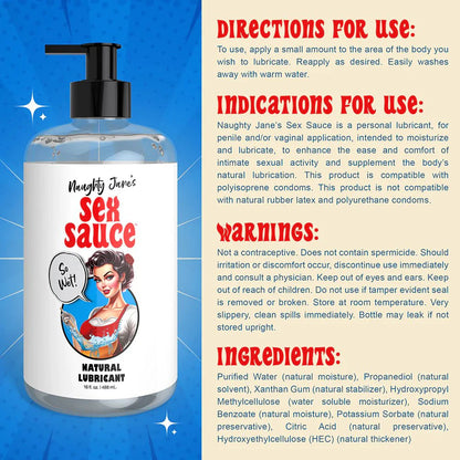 Naughty Jane's Sex Sauce Natural Lubricant 16 oz.