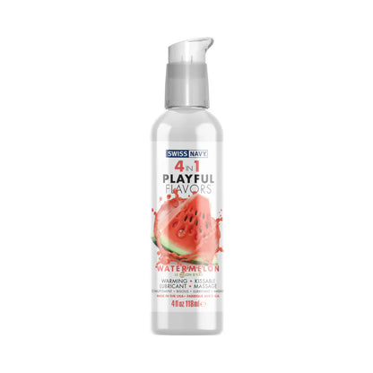 Swiss Navy 4 in 1 Playful Flavors - Warming Kissable Massage Lubricant - 4oz (118 mL) - 7 Flavors Available!