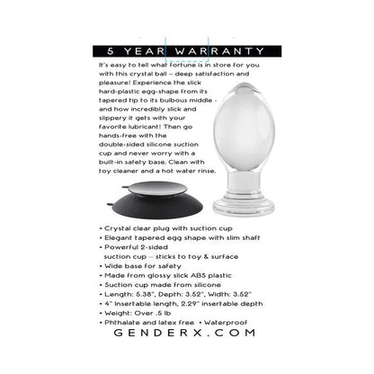 Gender X Crystal Ball Suction Cup Anal Plug - Clear