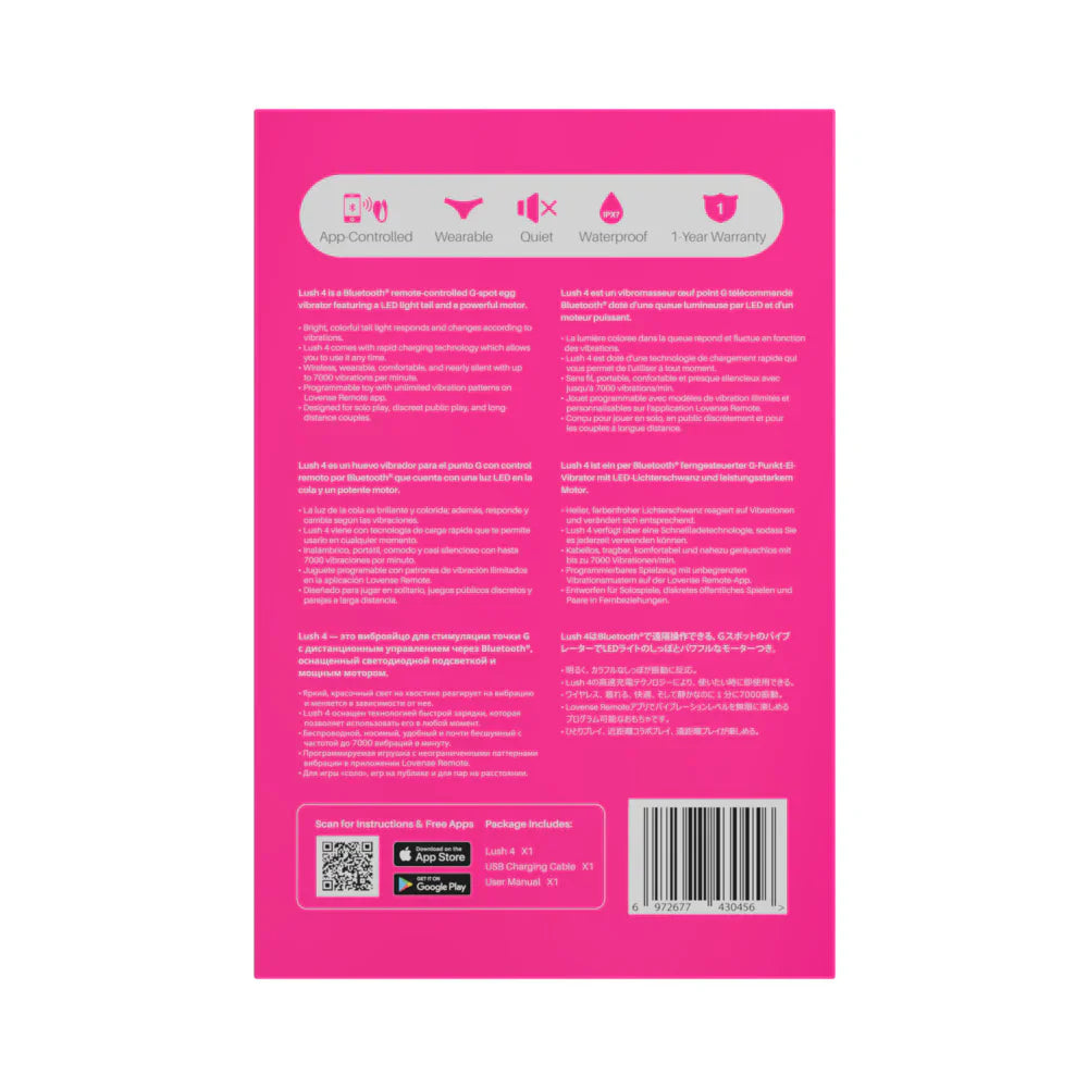 Lovense Lush 4 - Bluetooth Remote-Controlled Egg Vibrator