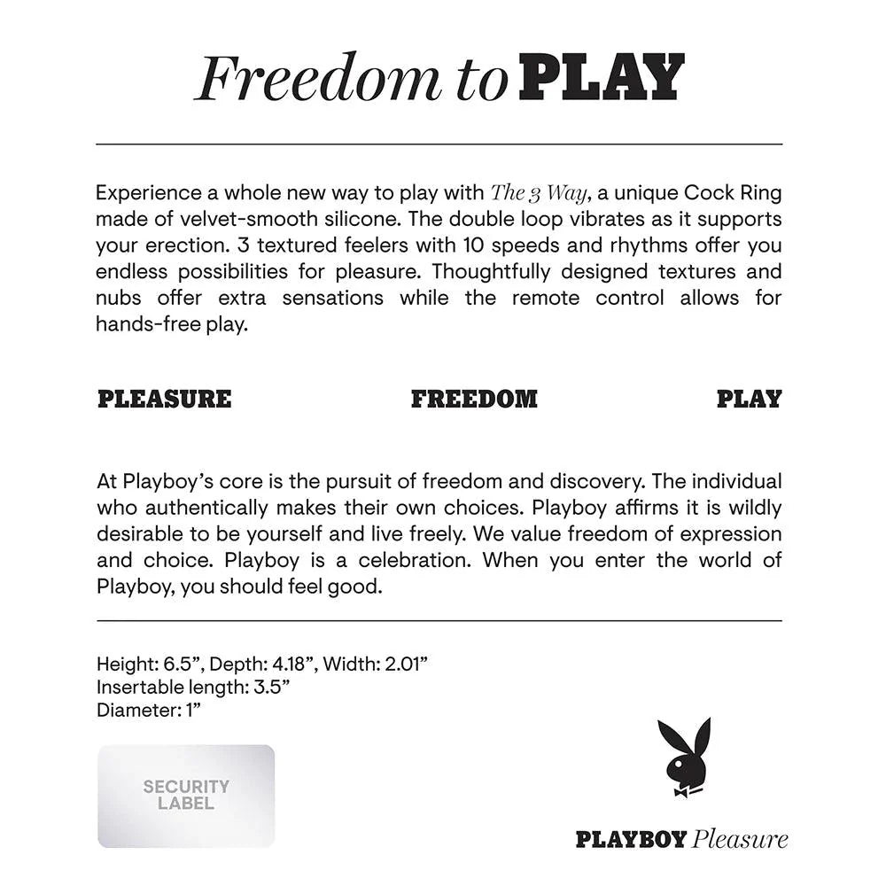 PLAYBOY The 3 Way Rechargeable Silicone Cock-Ring