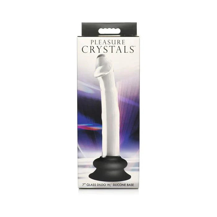 Pleasure Crystals Glass Dildo with Silicone Base - 7in SexLube.com