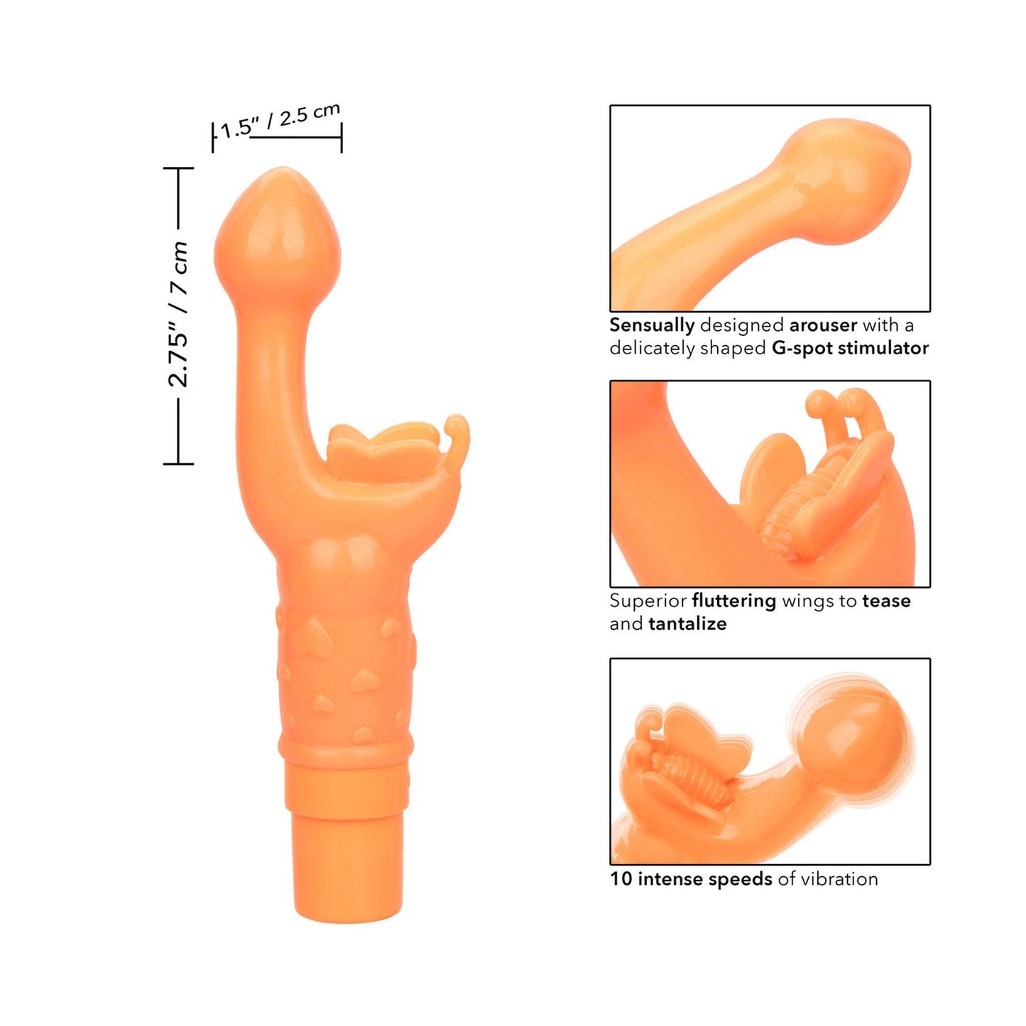 Rechargeable Butterfly Kiss Vibrating and Fluttering - Orange